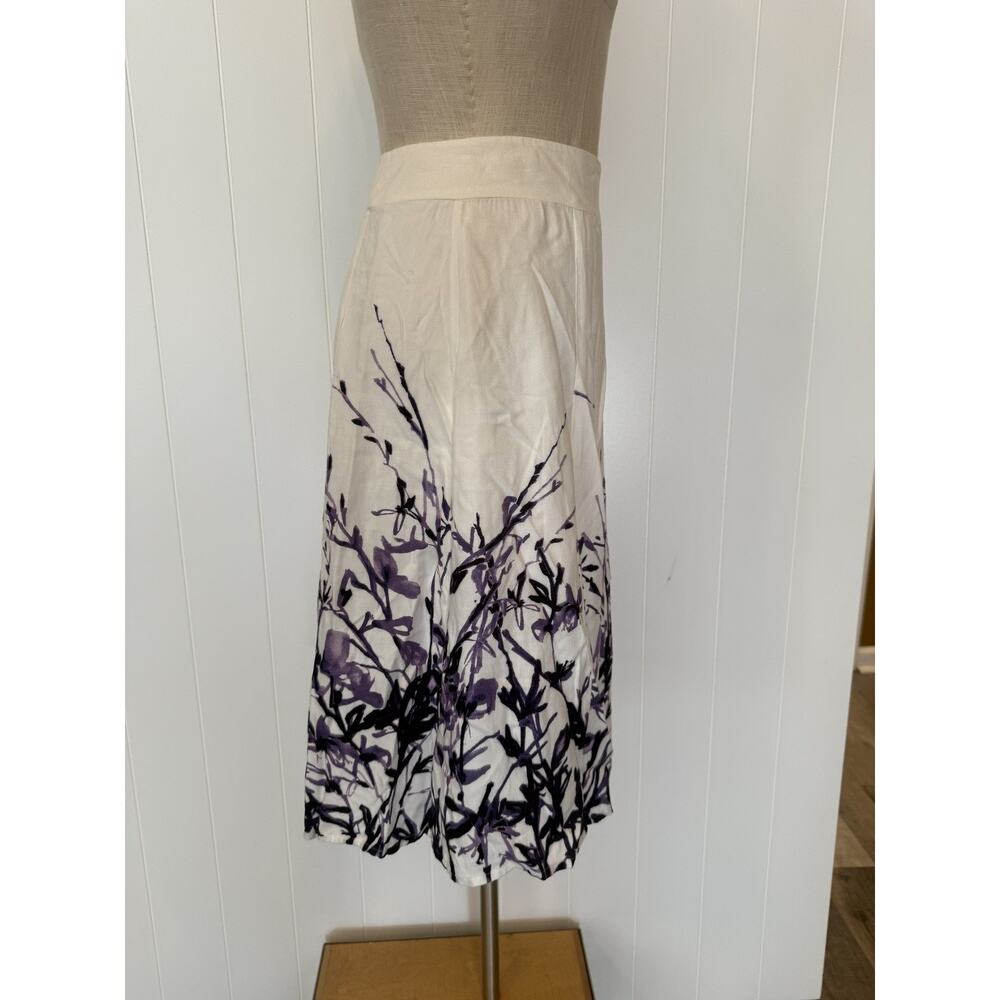 Coldwater Creek Floral Skirt Womens Medium Purple Botanical Print A Line - Picture 3 of 6